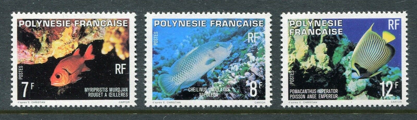 French Polynesia 327-329 , Mnh, Marine Life Fish, 1980. X18803