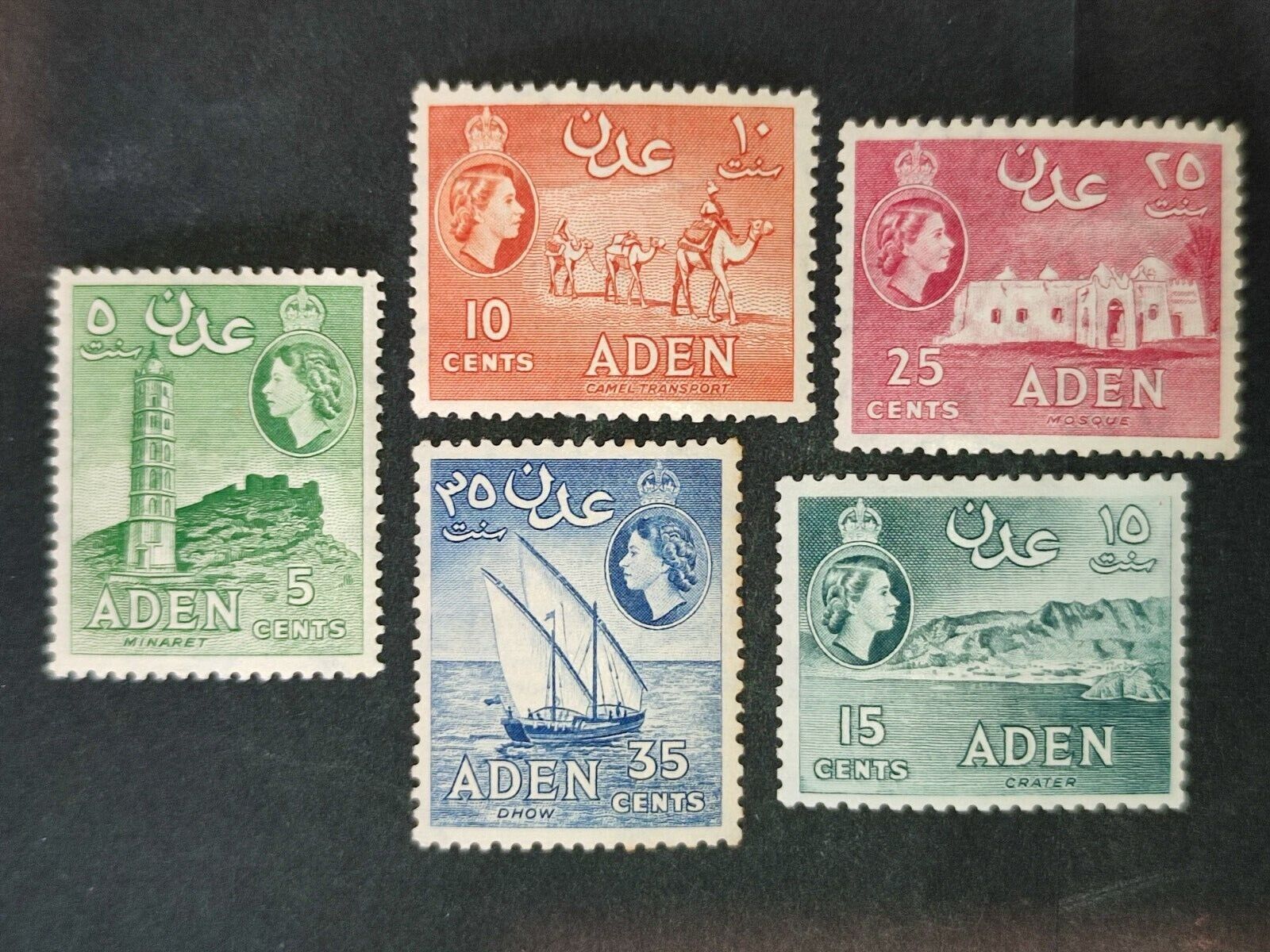Aden 1953-59 Aden Landscapes 5 Values From The Set Mnh Perfectly Centered