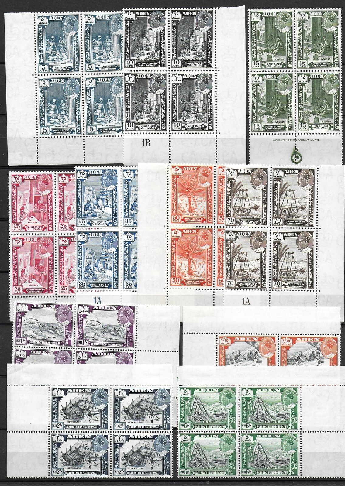 Aden/hadhramaut Stamps 1963 Mi 41-51 Blocs Of 4 Mnh/mlh Vf